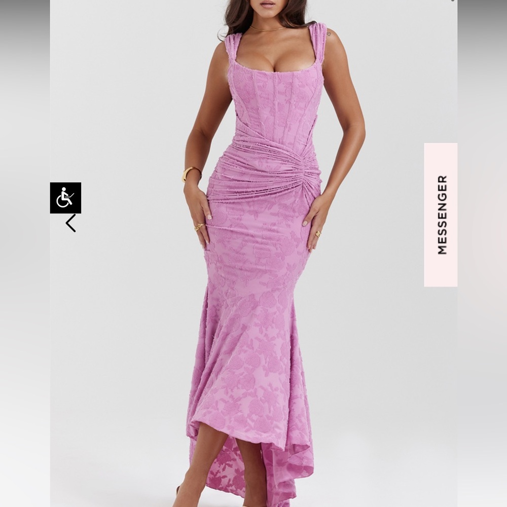 HOUSE OF CB CESCA ROSE PINK FLORAL MAXI DRESS